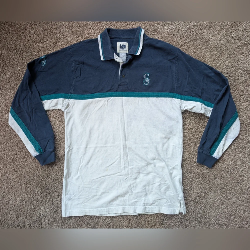 Vintage Lee Sport Seattle Mariners Polo Shirt Large - Picture 1 of 12